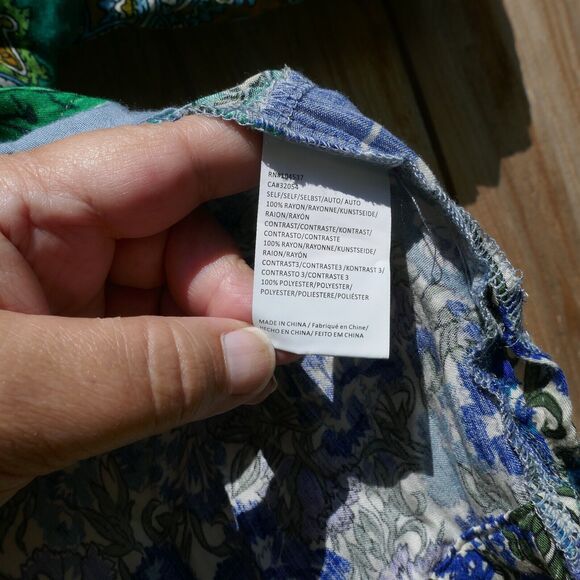 Tiny Anthropologie Blouse Ellery Blue Floral Patchwork Print Top Size Medium - Picture 5 of 7